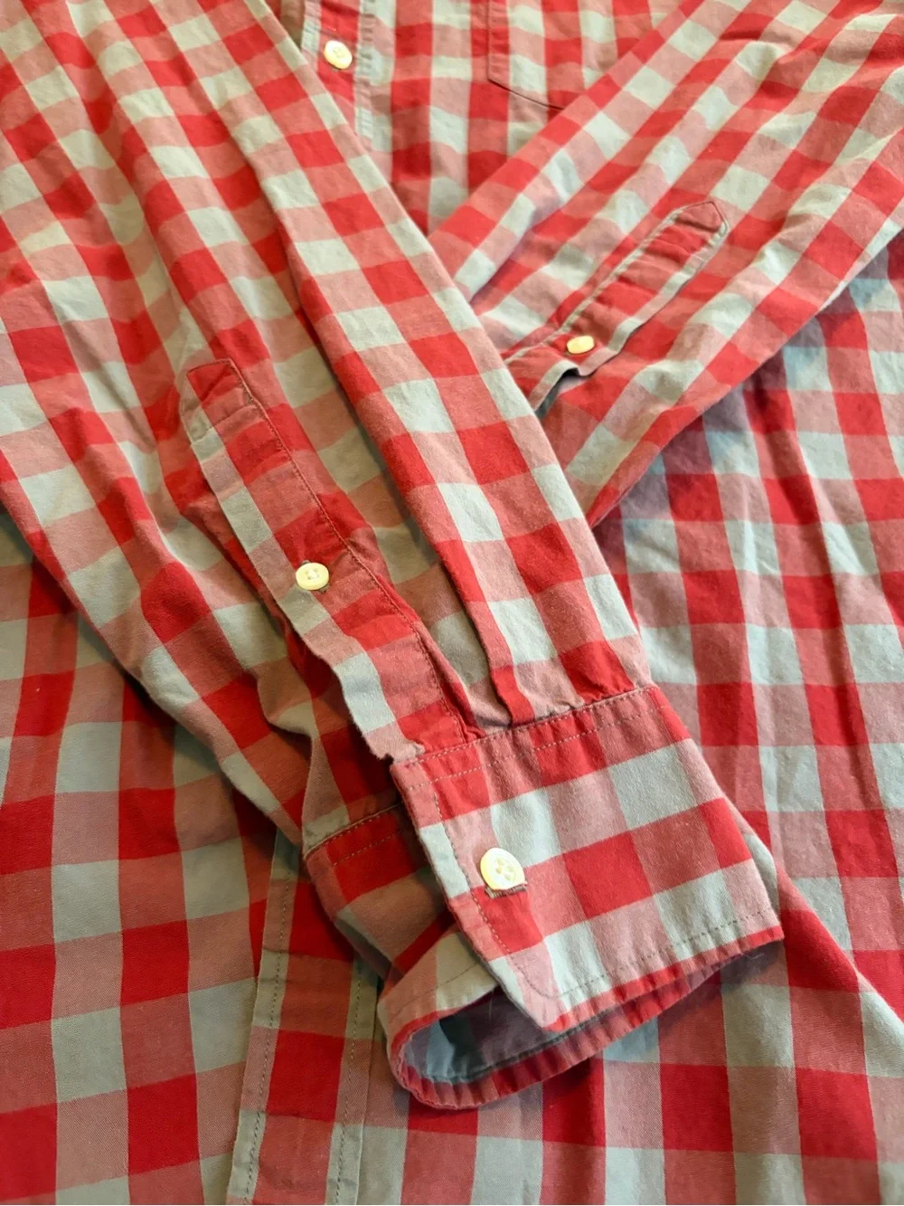 J.Crew Red & Gray Checkered Long Sleeve Shirt Size XL 100% Cotton Size XL